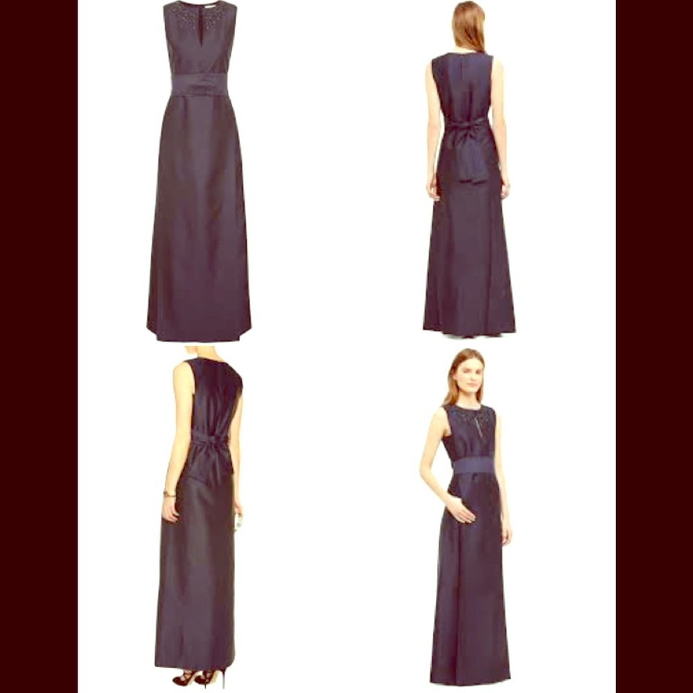 Tory Burch Navy Silk Gazar Gown